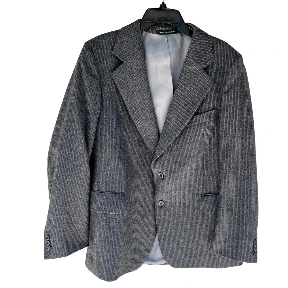The‎ Men's Shop The Broadway Mens Grey Pinstripe Pure Wool Blazer Sport Coat 40